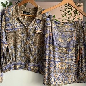funky vintage matching set: blouse and skirt